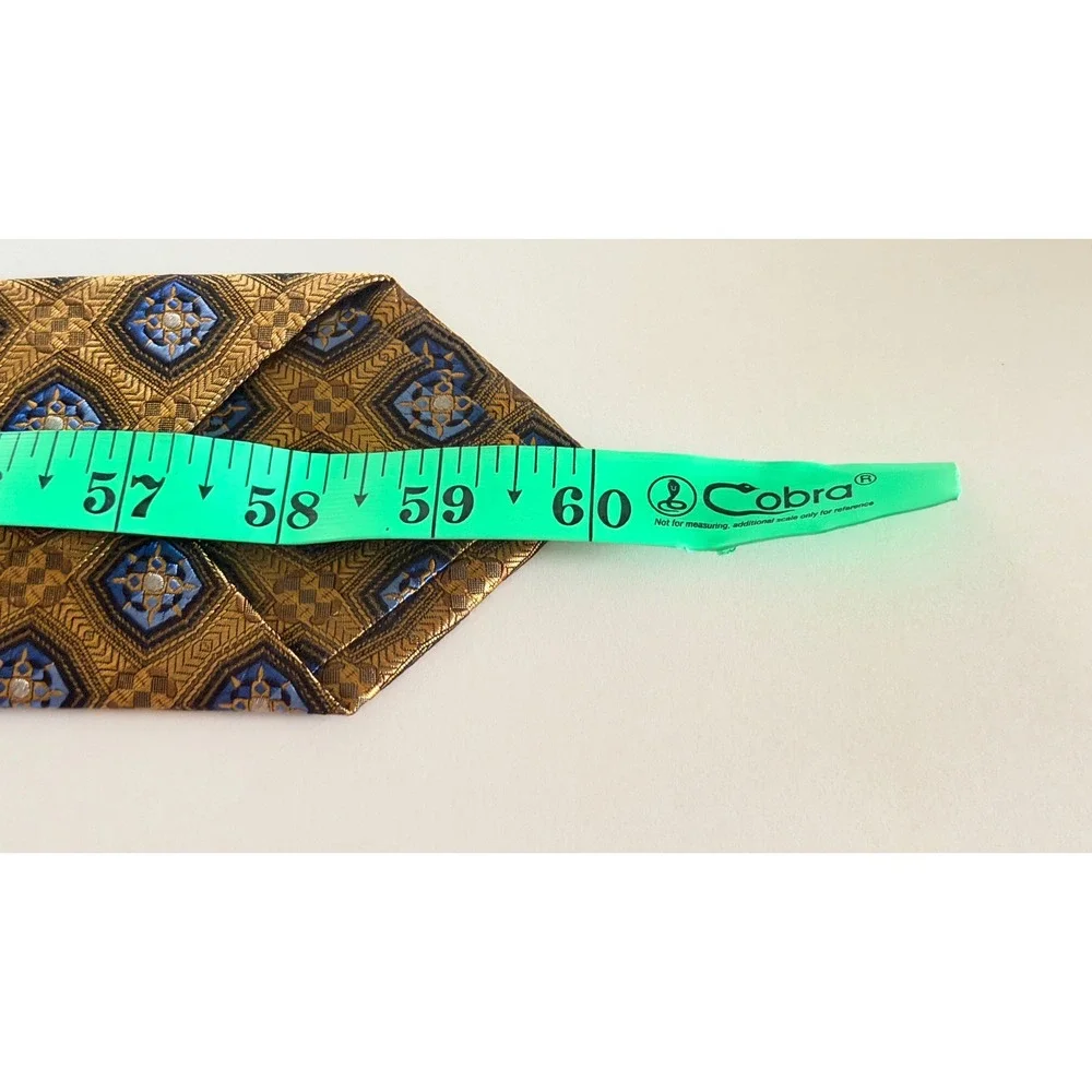 Jos A Bank Reserve Silk Tie Gold Blue Geometric Medallion Necktie Classical New